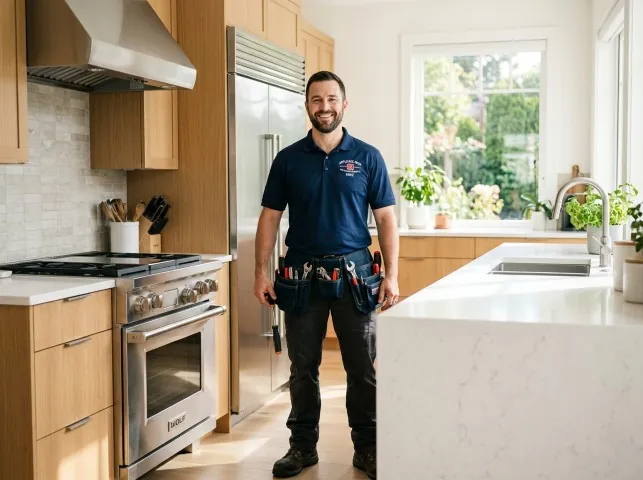 Appliance Repair Hero technician in a Blauvelt, NY kitchen after an appliance repair
